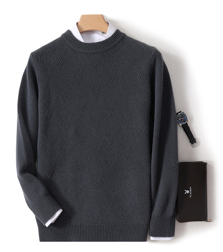 ragazzo ragazzo ragazzo autunno inverno nuovo 100% lana da uomo maglione girocollo caldo spesso camicia di base lavorata a maglia casual_voghion.com