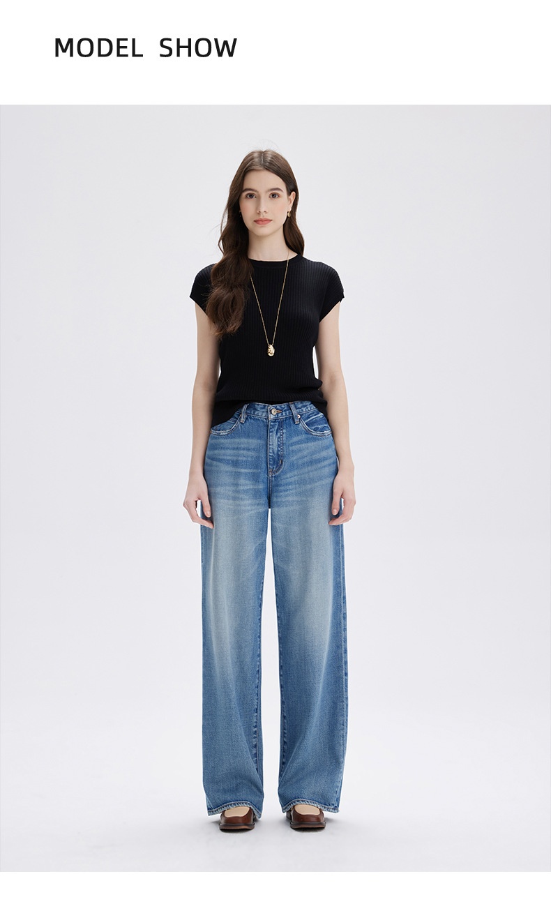 ChicShe 2025 New Spring And Autumn Lyocell High-End Women's Jeans Non-Stretch Loose High-Waist Nine-Point Straight Long Pants_voghion.com