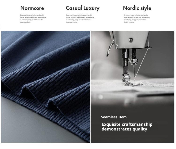 boy Boy Boy Turtleneck Men Half Sweater Solid Color Plus Size Fat Man Autumn Thin T-Shirt Short Sleeve Knitted Shirt_voghion.com