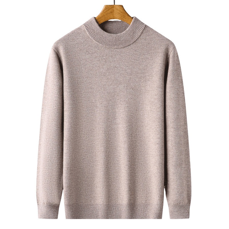 boy Boy Boy 450g Thickened 100% Pure Wool For Men 2024 Autumn Winter New Mature Half Turtleneck Sweater Men's Live Streaming Style_voghion.com