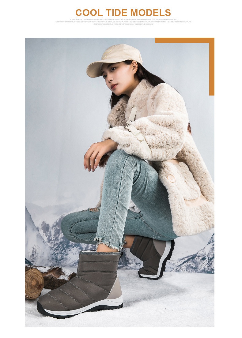 Zees Zees 2023 New Large Size Winter Fleece-Lined Warm Snow For Women Thickened Ski Cold-Proof Sports Cotton Shoes Short Boots_voghion.com
