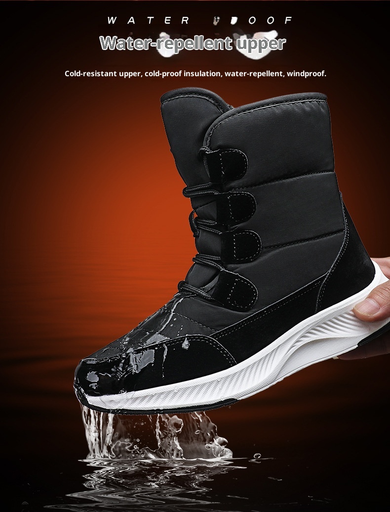 Zees 2023 Northeast Snow Botas de Esqui Femininas para Inverno, Cano Médio, Forradas com Lã e Acolchoadas, Tamanho Grande, Sola Grossa_voghion.com