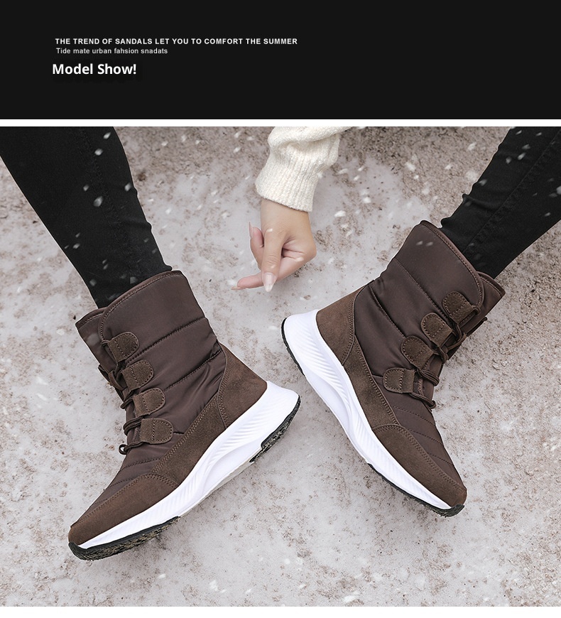 Zees 2023 Northeast Snow Botas de Esqui Femininas para Inverno, Cano Médio, Forradas com Lã e Acolchoadas, Tamanho Grande, Sola Grossa_voghion.com