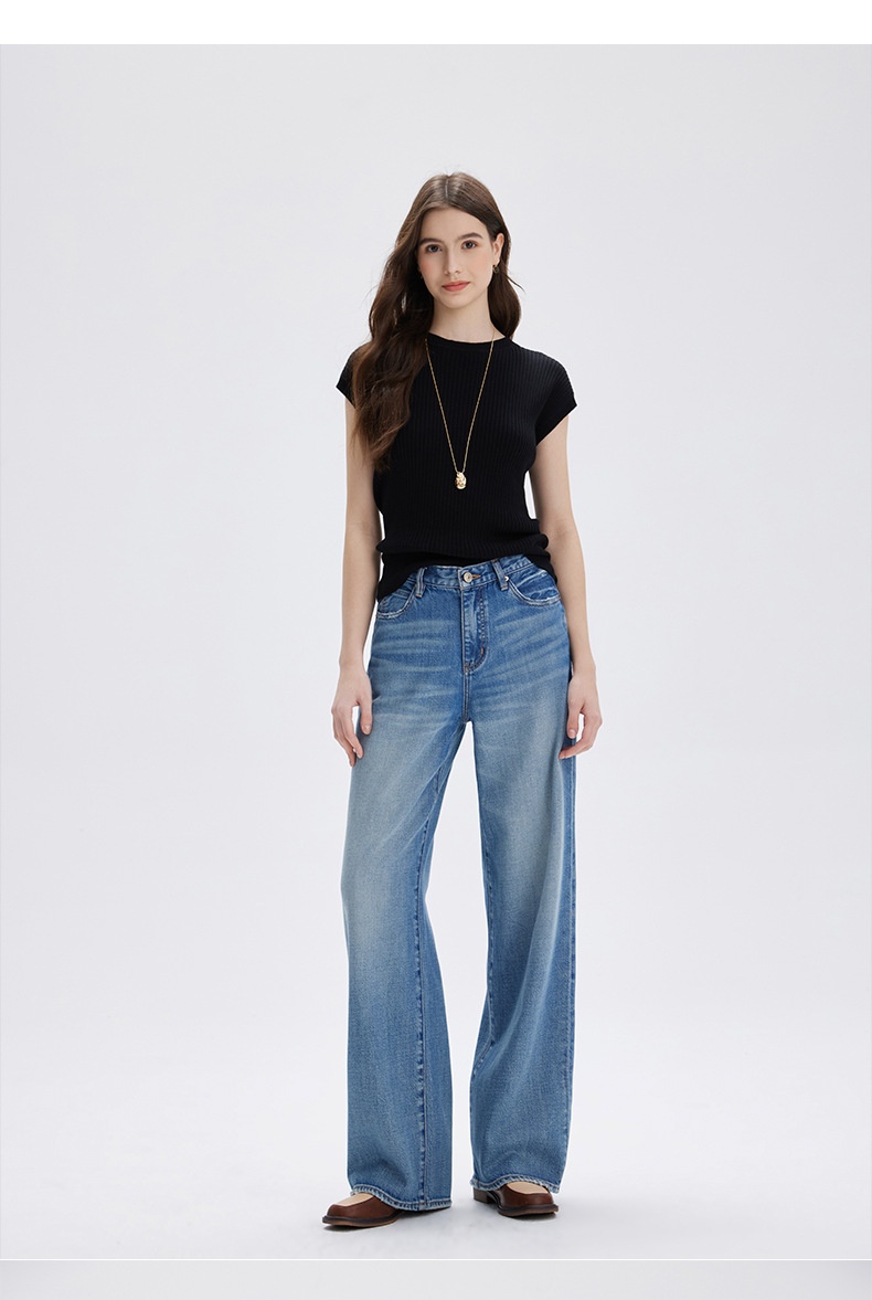 ChicShe 2025 New Spring And Autumn Lyocell High-End Women's Jeans Non-Stretch Loose High-Waist Nine-Point Straight Long Pants_voghion.com