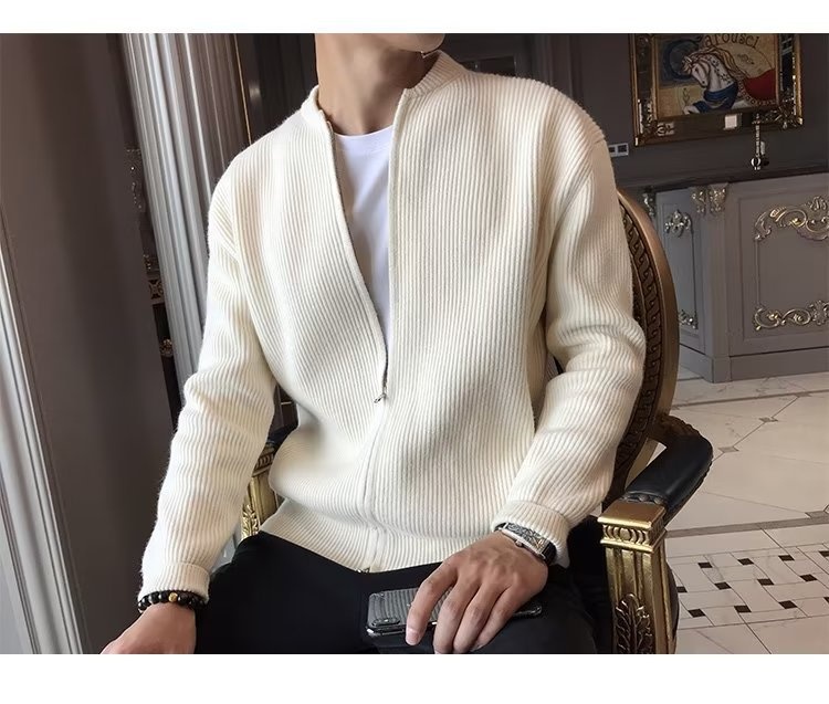 boy Boy Boy Autumn Winter 2023 New Sweater Jacket Solid Color Knitted Cardigan Men's Casual Versatile Slim Fit Top_voghion.com