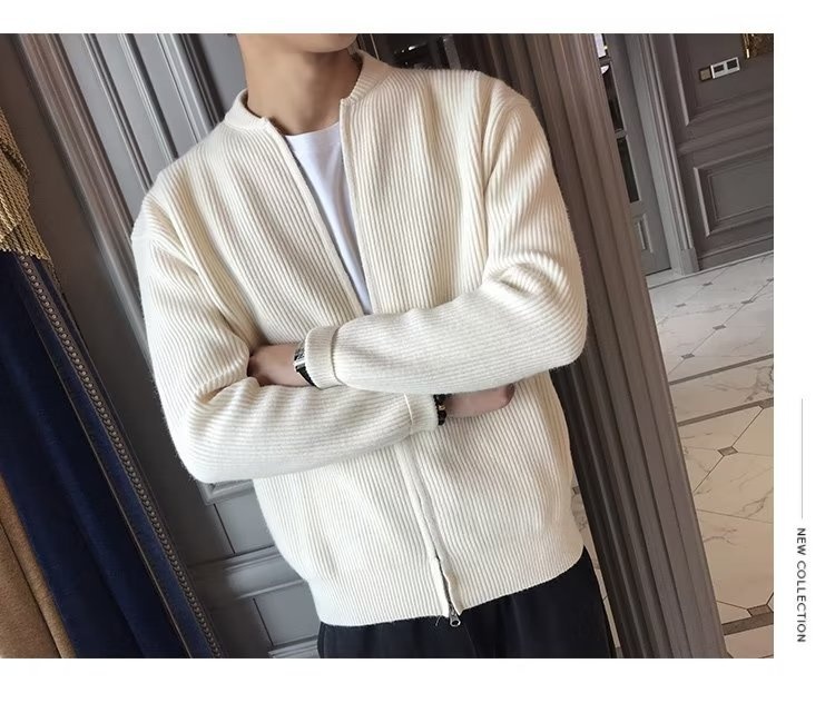 boy Boy Boy Autumn Winter 2023 New Sweater Jacket Solid Color Knitted Cardigan Men's Casual Versatile Slim Fit Top_voghion.com