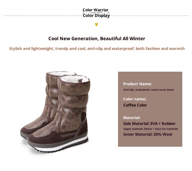 Zees Winter Nieuwe Modetrend Verdikte Sneeuwbestendige Antislip Warme Ski Lichtgewicht Halfhoge Katoenen Schoenen Dames Sneeuwlaarzen_voghion.com