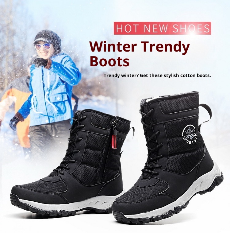 Zees Winter Outdoor Snowboots Dames, Halfhoog, Antislip, Waterdicht, Warme Skischoenen, Grote Maat Katoen Voor Noordoost, Reizen_voghion.com