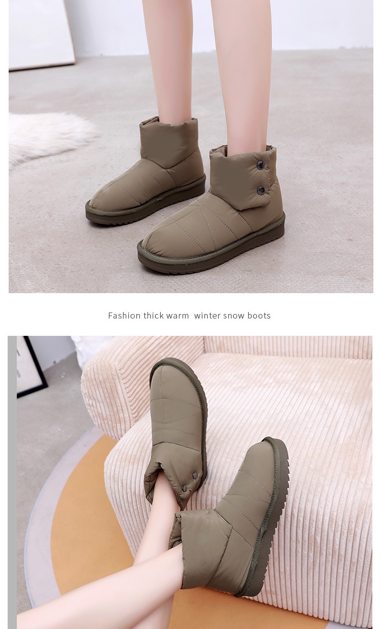 Zees Winter New Fleece-Lined Waterproof Non-Slip Thick-Soled Solid Color Snow Thickened Flat Women's Boots Short Fashion_voghion.com