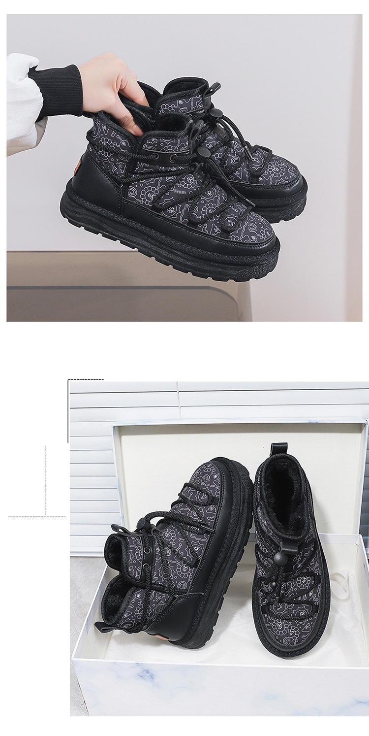 Zees Zees Harbin Outdoor Mid-Calf Snow Boots For Women Winter Warm Fleece Lined Thickened Waterproof Non-Slip Northeast Large Size_voghion.com