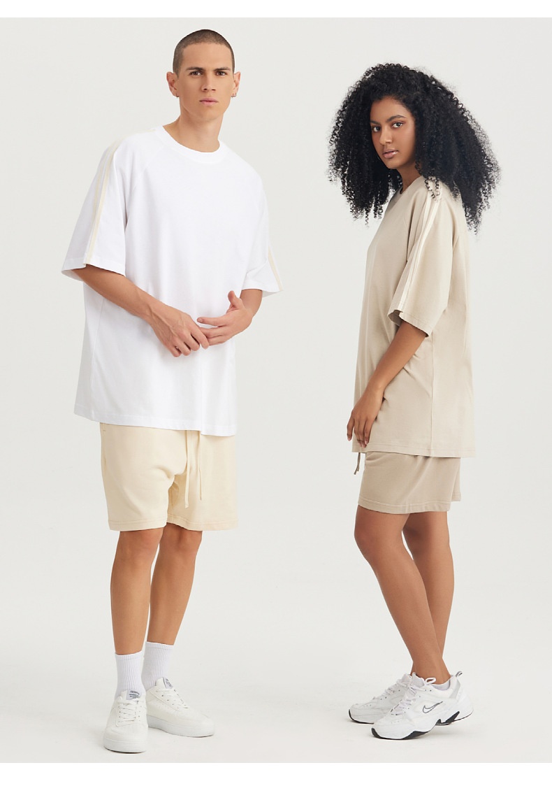 QFV507045555501<2 LVLV Herrenbekleidung | Trendige europäische und amerikanische Marke | 240 g reine Baumwolle | 2-Streifen-Farbblock-Webmuster | Raglan_voghion.com