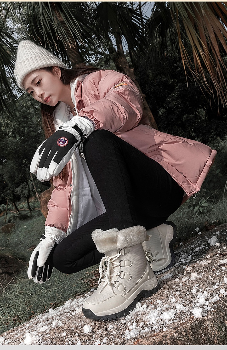 Zees Zees Foreign Trade Export Snow Men' Mid-Calf Women' Winter Fleece-Lined High-Top Warm Ski Boot Northeat Large Cotton_voghion.com