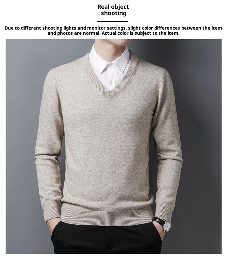 boy Boy Boy Factory Store Men Winter Thickened Wool V-Neck Knitted Sweater Loose Fit For Middle-Aged Dad Men's Base Layer_voghion.com