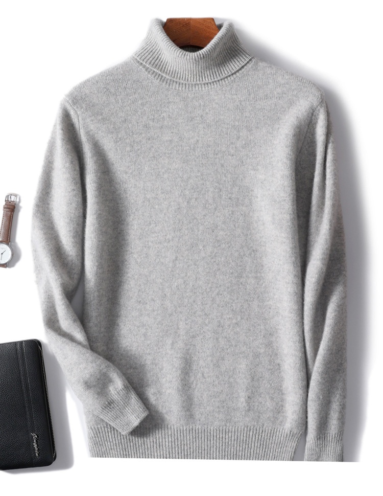 Boy Boy Boy Herren-Rollkragenpullover aus 100 % reiner Wolle, dick gefüttert, Herbst/Winter 2023, Strickpullover aus Kaschmir, lässig und vielseitig_voghion.com