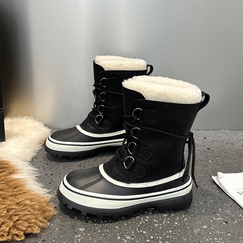 Chaussures de randonnée Zees Outdoor imperméables, antidérapantes, à lacets, pour femmes, collection hiver 2025, en cuir véritable, idéales pour la chasse au canard, résistantes au froid et chaudes._voghion.com