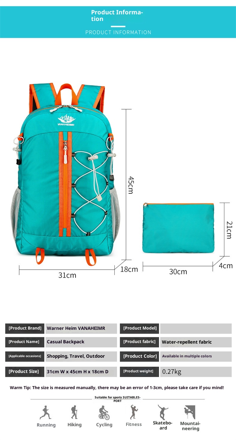 ActiveGo Bergsteiger-, Outdoor- und Radsport-Ultraleichter, multifunktionaler, faltbarer Freizeitrucksack mit großem Fassungsvermögen, ideal zum Wandern_voghion.com