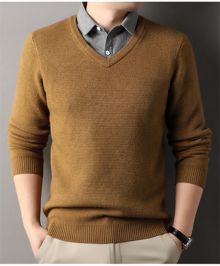 boy Boy Boy Fleece-Lined Men's Two-Piece Shirt Collar 2025 Autumn Winter New Thickened Knitted Sweater For Men_voghion.com