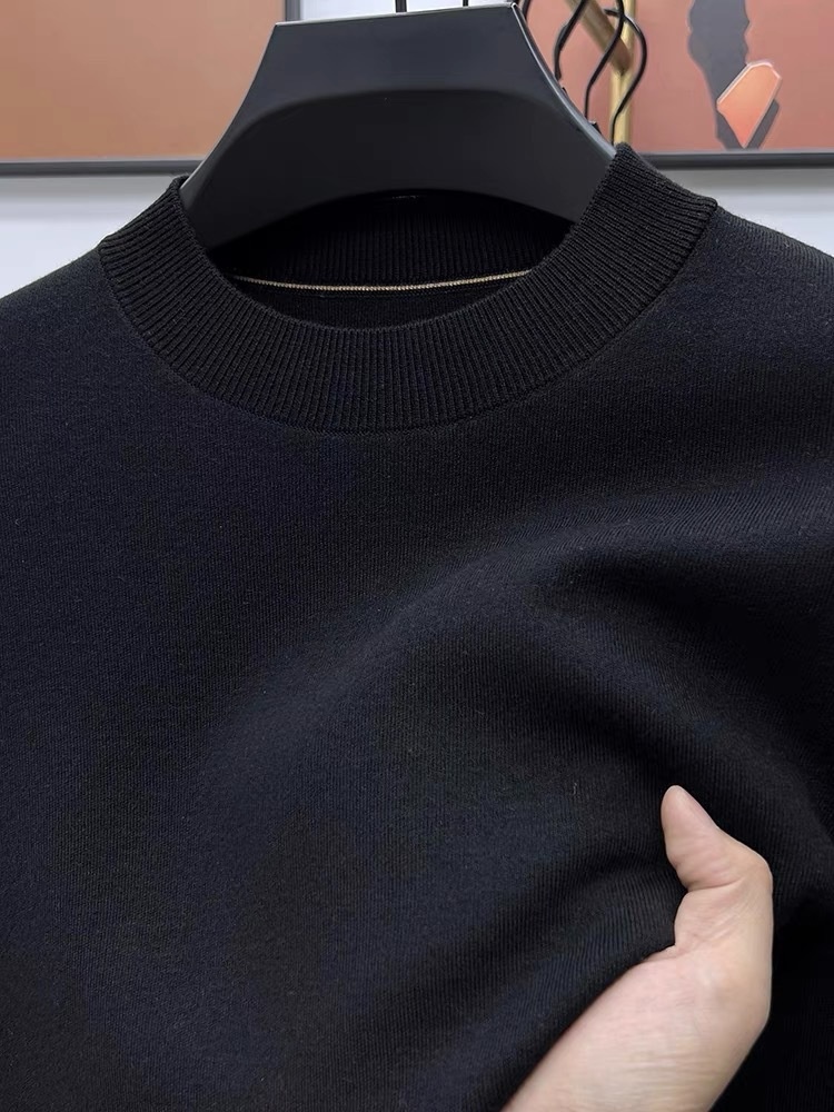 Maglione da uomo in pura lana, 100%, tinta unita, lavabile in lavatrice, girocollo, anti-pilling, con base in maglia_voghion.com