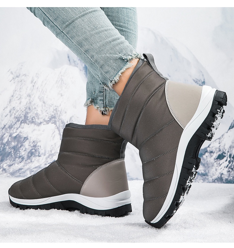 Zees Zees 2023 New Large Size Winter Fleece-Lined Warm Snow For Women Thickened Ski Cold-Proof Sports Cotton Shoes Short Boots_voghion.com