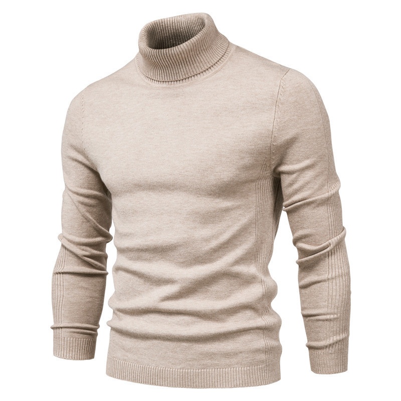 Herrenhemd im europäischen und amerikanischen Stil für Herbst und Winter, Slim Fit, Rollkragenpullover, Strickpullover_voghion.com