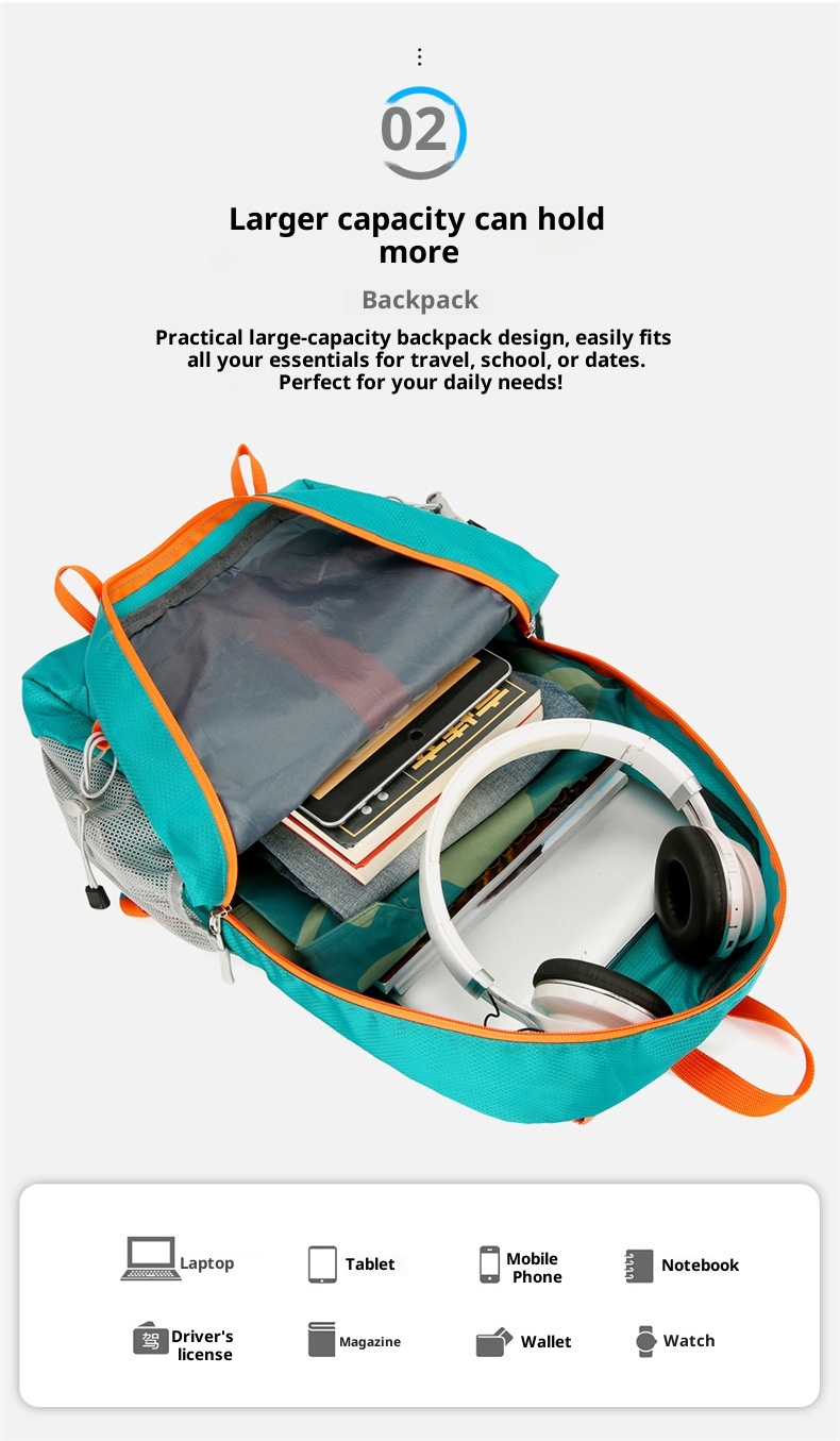 ActiveGo Bergsteiger-, Outdoor- und Radsport-Ultraleichter, multifunktionaler, faltbarer Freizeitrucksack mit großem Fassungsvermögen, ideal zum Wandern_voghion.com