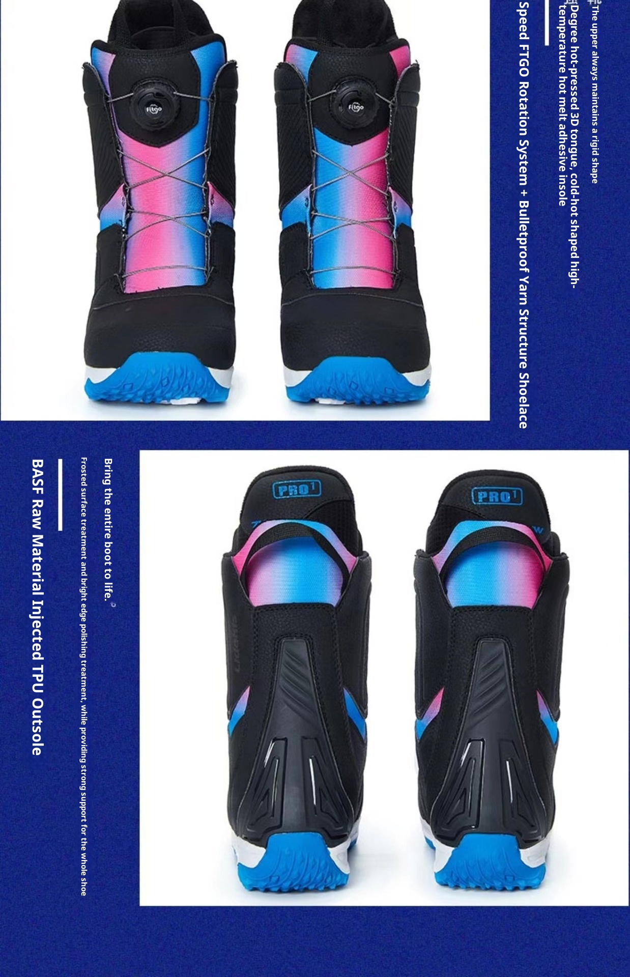 Zees 22 Neue, sofort lieferbare Snowboard-Skischuhe mit Stahlschnalle für Damen – Schnell anzuziehen, stoßdämpfend, rutschfest und warm._voghion.com