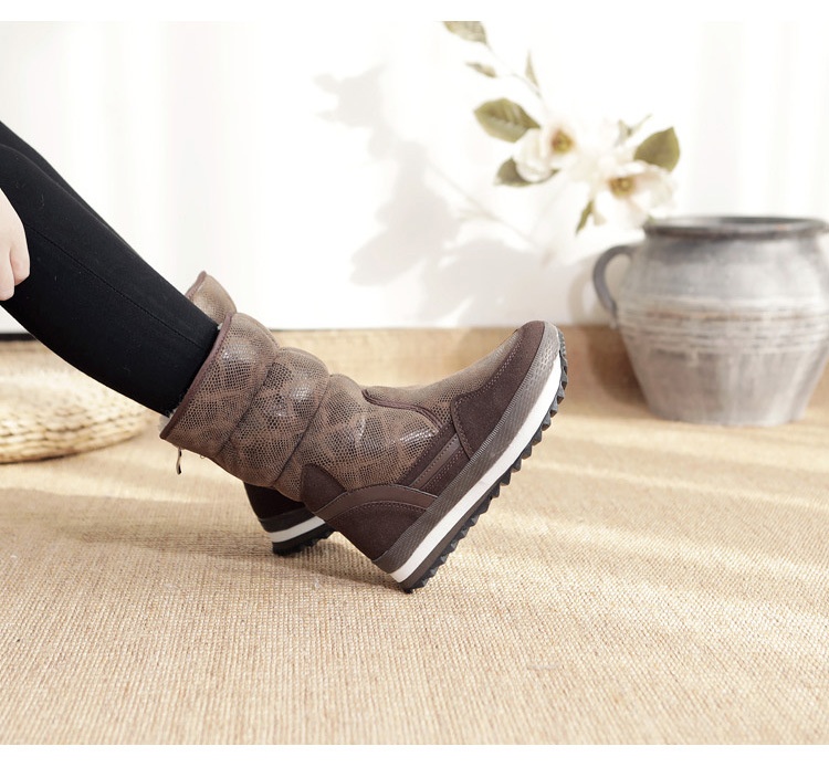 Zees Winter New Wool Thickened Snowproof Anti-Slip Warm Ski Lightweight Mid-Calf Cotton Shoes Women Snow Boots_voghion.com