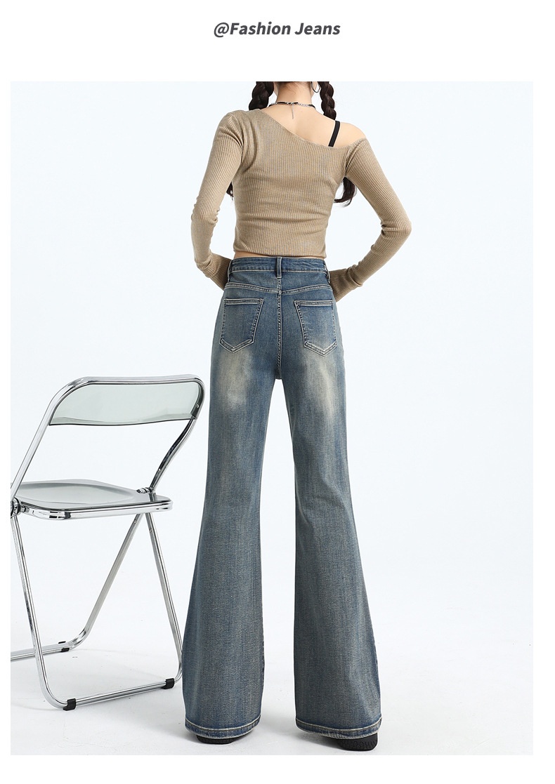 ChicShe Non-Tight Flared Jeans For Women, Autumn New High-Waist Design, Retro Loose Wide-Leg Floor-Length Bell-Bottom Pants_voghion.com