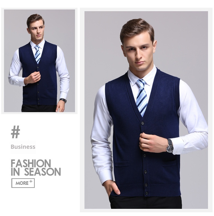 boy Boy Boy Knitted Korean Style Youth Fashion Sleeveless Men's Cardigan Vest Outerwear Casual Trendy Sweater For Men_voghion.com