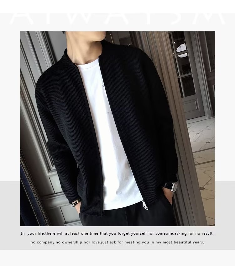 boy Boy Boy Autumn Winter 2023 New Sweater Jacket Solid Color Knitted Cardigan Men's Casual Versatile Slim Fit Top_voghion.com
