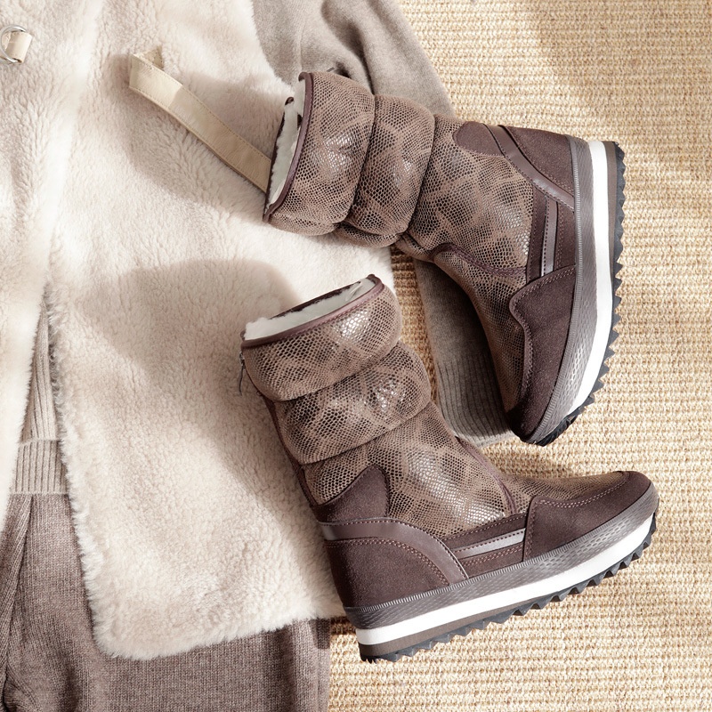 Zees Winter Nieuwe Modetrend Verdikte Sneeuwbestendige Antislip Warme Ski Lichtgewicht Halfhoge Katoenen Schoenen Dames Sneeuwlaarzen_voghion.com