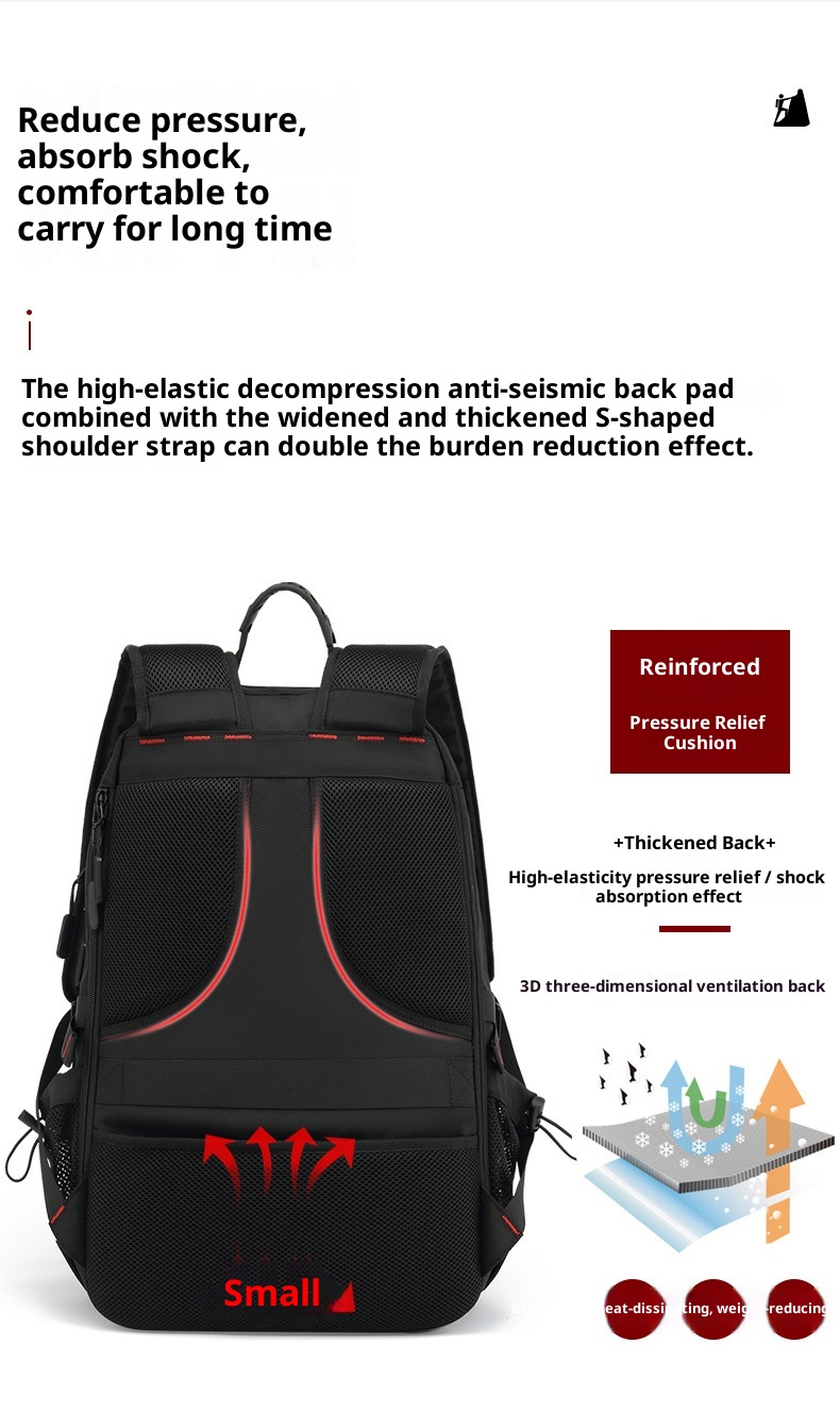 Sac à dos de randonnée ActiveGo, grande capacité, avec port USB, pour femmes et hommes, idéal pour les voyages d'affaires et de loisirs. Respirant._voghion.com