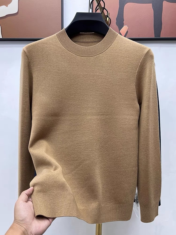 Maglione da uomo in pura lana, 100%, tinta unita, lavabile in lavatrice, girocollo, anti-pilling, con base in maglia_voghion.com