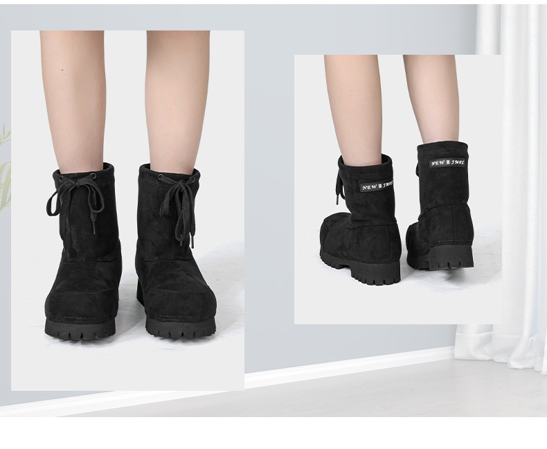 Zees Zees 2025 Winter New Thick-Soled Fashionable Drawstring Big-Toe Snow Boots For Women, Non-Slip Ugly-Cute Ski Thickened Warm_voghion.com