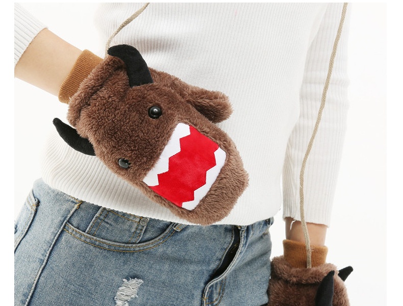 boy Boy Autumn Warm Gloves Plush Thickened Cute Neck Hanging Fashion Windproof Adult Black Student Full Finger Men Winter_voghion.com