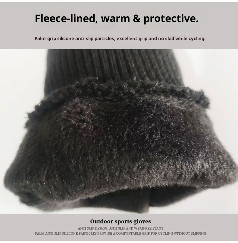 boy Boy Men's Winter Warm Fleece-Lined Touchscreen For Outdoor Riding, Driving, Motorcycle, Delivery, Suede Courier Gloves_voghion.com
