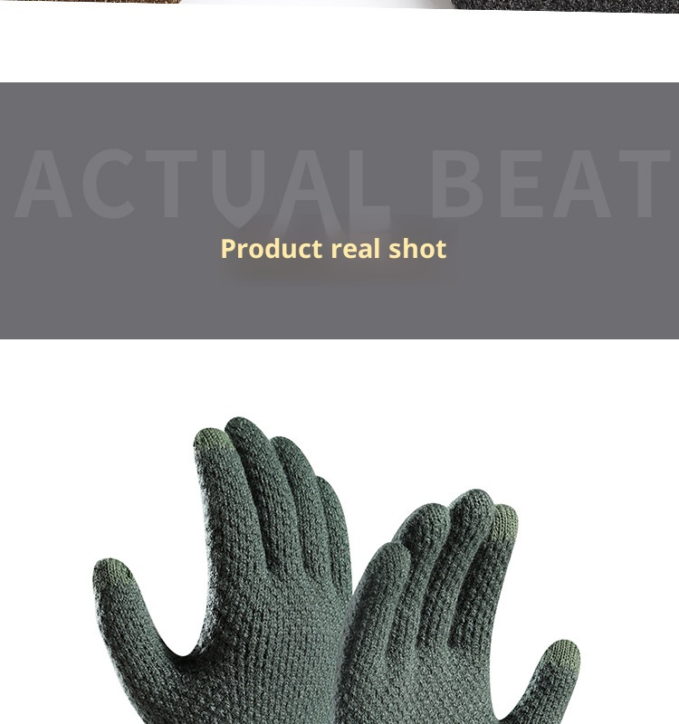 boy Boy Factory Direct Knitted Autumn Winter Large Size Men's Fleece Lined Thick Jacquard Warm Wool Touchscreen Gloves_voghion.com