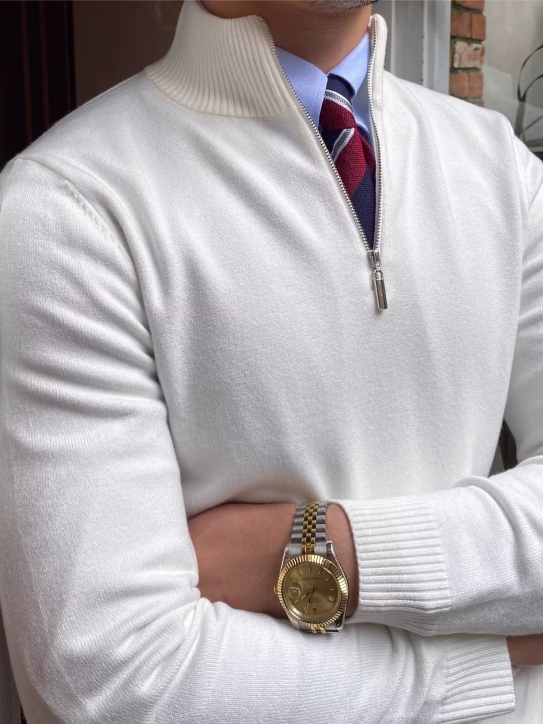 Erkek Çocuk Erkek Çocuk Sonbahar Kış Yeni Erkek Kazak Uzun Kollu Rahat Dik Yaka Yarım Fermuarlı Slim Fit Kazak Örgü Moda Zayıflama_voghion.com