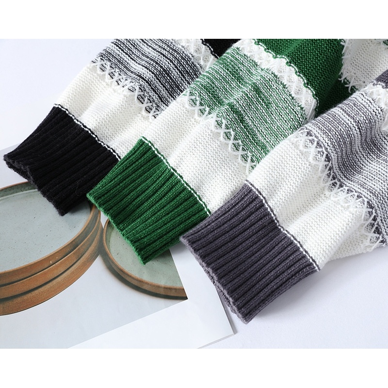 boy Boy Boy Boy Dropshipping Foreign Trade Wholesale Autumn Winter New Striped Men's Large Size Pullover Knitted Sweater For Men_voghion.com