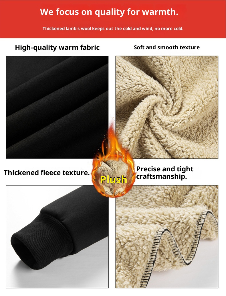 Herren-Sweatshirt/Cardigan aus Lammwolle für Herbst/Winter – warm, mit Kapuze und Reißverschluss, vielseitig, lässig, fleecegefüttert und dick gefüttert._voghion.com