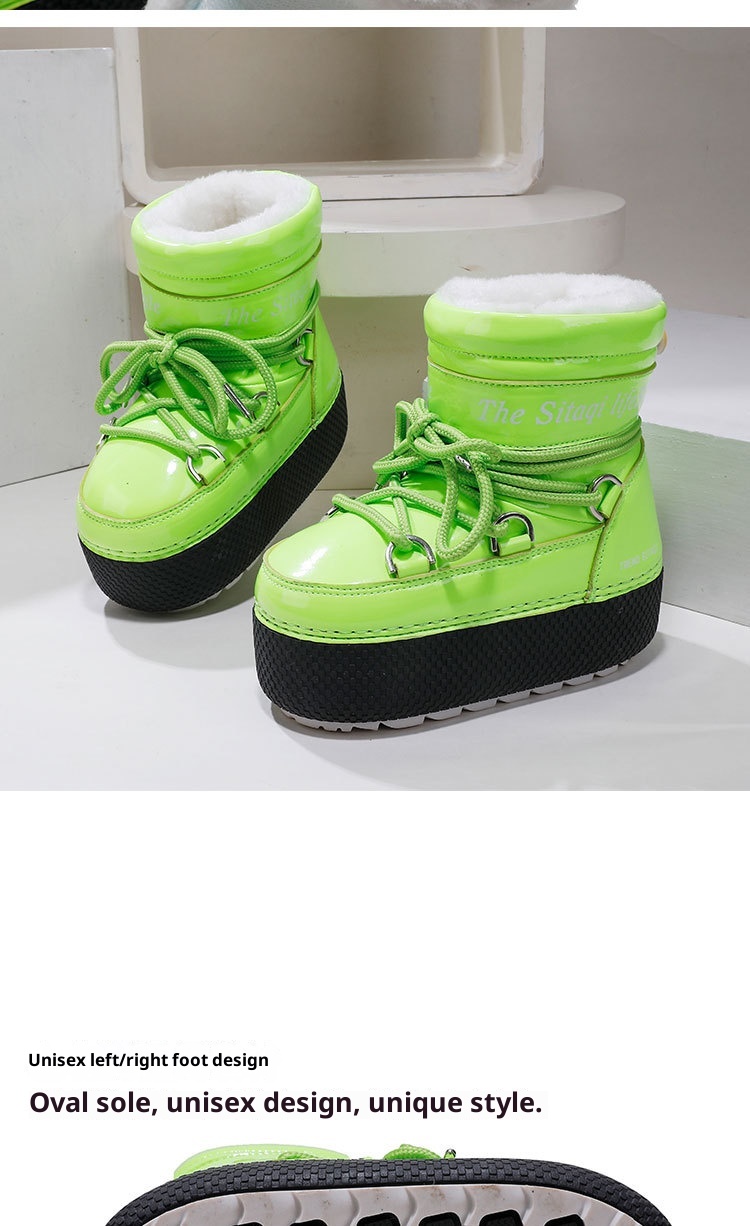 Zees Nine Colors Snowflake Custom Parent-Child Space Travel Ski Moon Mid-Calf Waterproof Warm Cold-Resistant Snow Boots_voghion.com