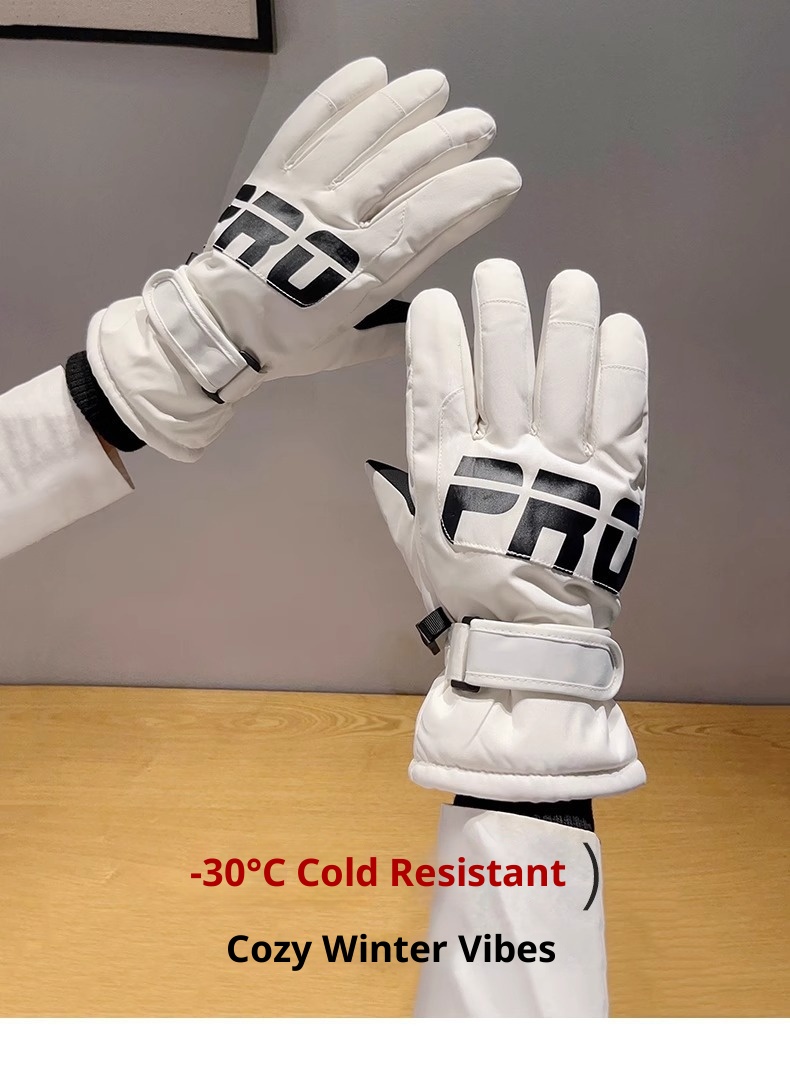 Guanti da sci invernali per bambini, foderati in pile, spessi, caldi, per bici elettrica, antiscivolo, impermeabili, touchscreen, stile coppia_voghion.com