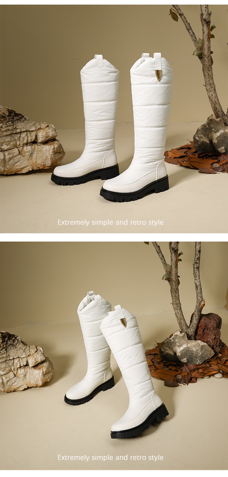 Zees Please Proceed The New Store To Place An Order For In-stock Items - Down Fabric Waterproof Thick Fur Snow High Boots_voghion.com