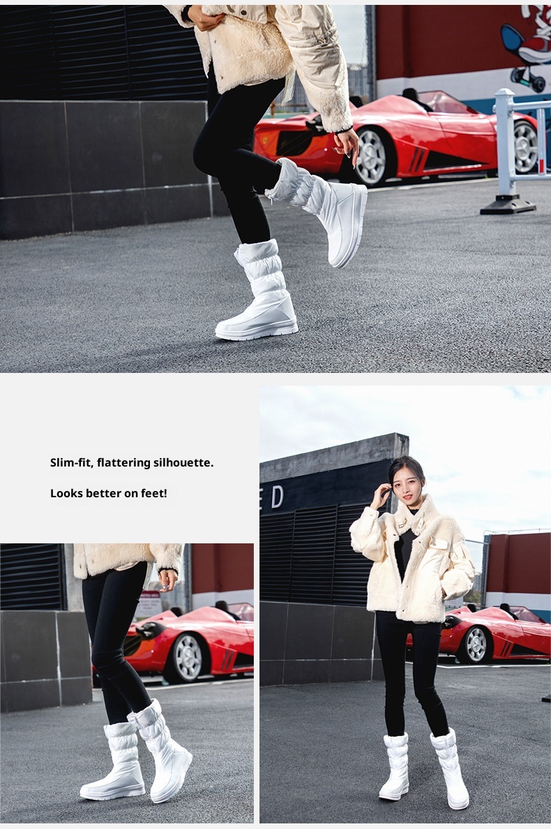Zees Foreign Trade Cross-Border Winter Women's Snow Non-Slip Snowproof Fleece-Lined Warm Ski Resort Travel Slimming High Tube_voghion.com