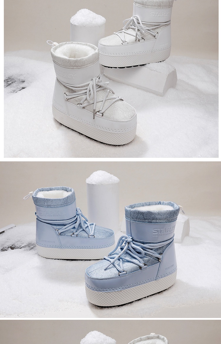 Zees Cross-Border Same Style Children's Parent-Child Snow Bright Color Ski Thick-Soled Women's Moon Thickened Waterproof_voghion.com