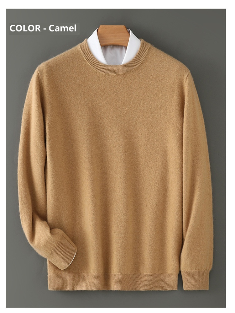 boy Boy Boy Boy Autumn Winter New Cashmere Round Neck Inner Layer Base Shirt Loose Business Casual Wool Men's Thickened Sweater_voghion.com