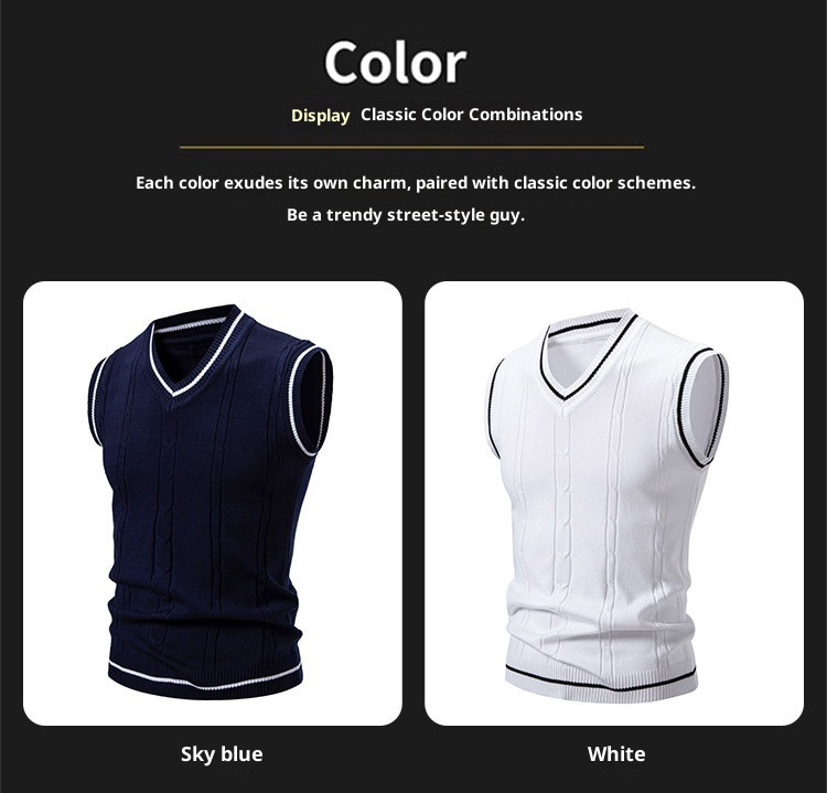 boy Boy Boy Boy Men's Knitted Vest V-Neck Sleeveless Sweater Spring Autumn New Fashion Casual Base Layer_voghion.com