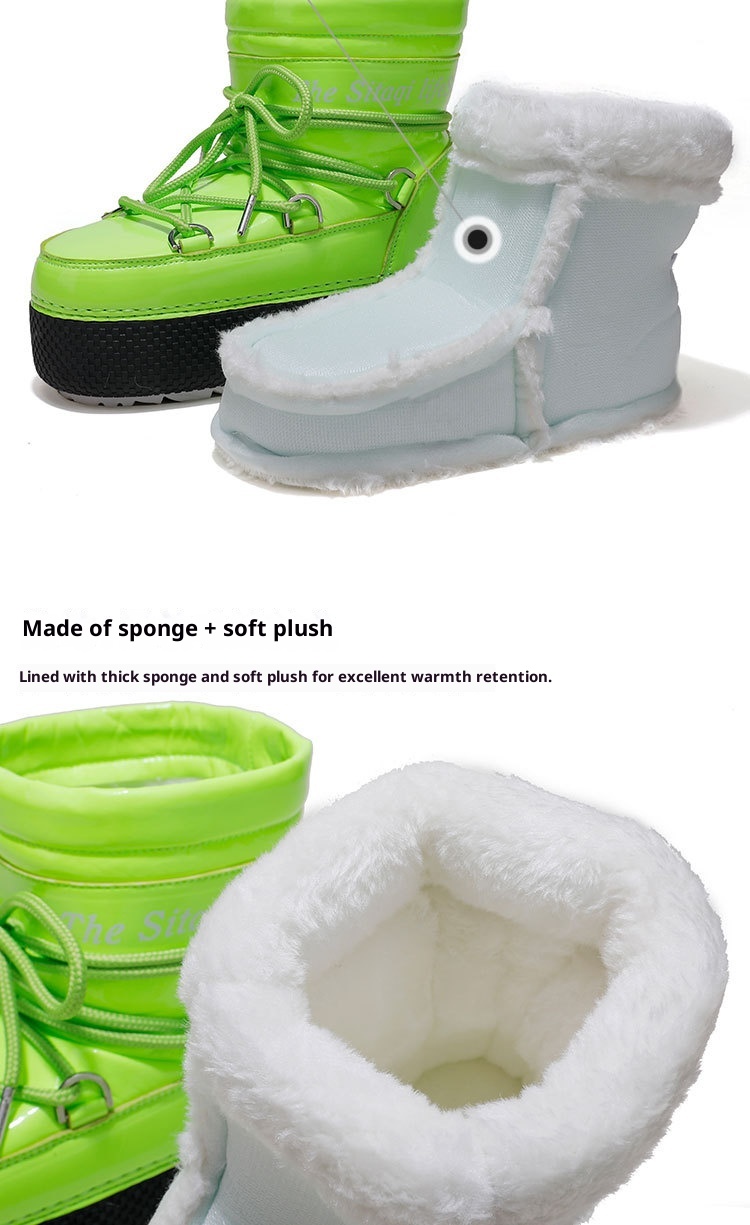 Zees Nine Colors Snowflake Custom Parent-Child Space Travel Ski Moon Mid-Calf Waterproof Warm Cold-Resistant Snow Boots_voghion.com