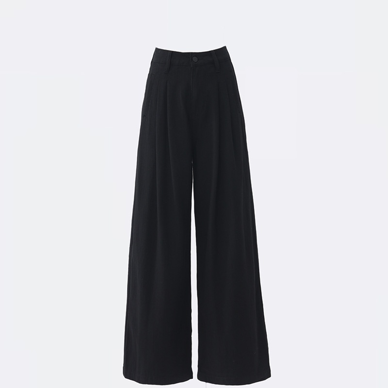 ChicShe YC&2 Color Retro High Waist Loose Wide Leg Pants Draped Floor-Length Pleated Versatile Slimming Straight Jeans For Women_voghion.com