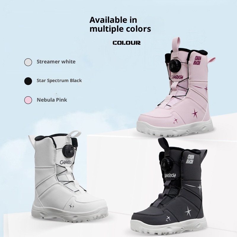Zees CHANRICH Snowboard Boots For Kids Beginners Quick-Wear Knob Buckle Waterproof Warm Professional All-Region Ski Shoes_voghion.com